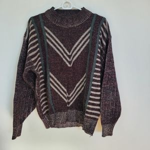 Vintage 90s City Streets Sweater Mens Large L Acrylic Pullover Crewneck Striped